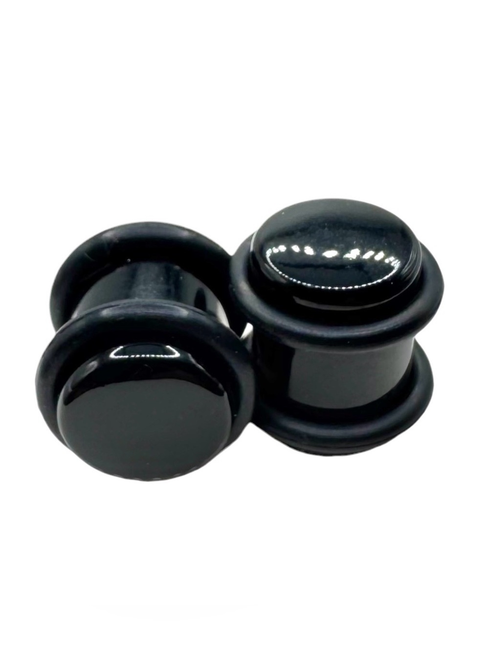 Pair 00g Black Acrylic Ear Gauges Plugs Body Piercing Jewelry Grooved 1 Pair